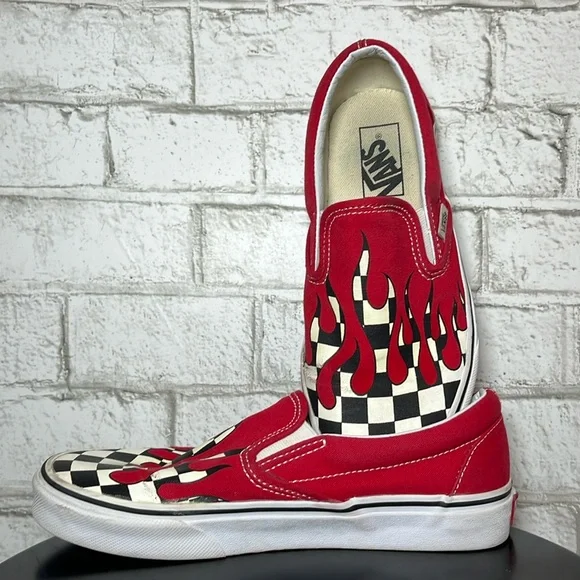 Vans Classic Slip on Drip Red black/white checkerboard - Picture 2 of 10
